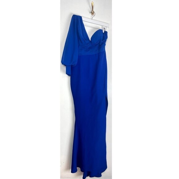 ELLE ZEITOUNE Charles One Shoulder Gown in Blue Size Large - Picture 6 of 14